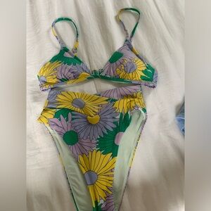 Aerie Flower High waisted swim suit